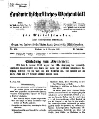 Landwirthschaftliches Wochenblatt für Mittelfranken Samstag 5. Dezember 1868