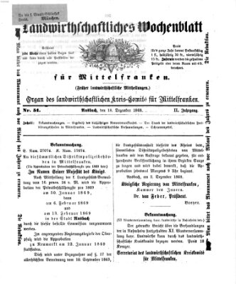 Landwirthschaftliches Wochenblatt für Mittelfranken Freitag 18. Dezember 1868