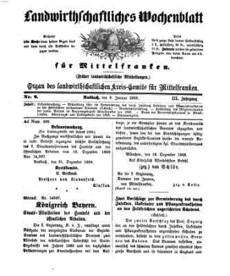 Landwirthschaftliches Wochenblatt für Mittelfranken Samstag 9. Januar 1869