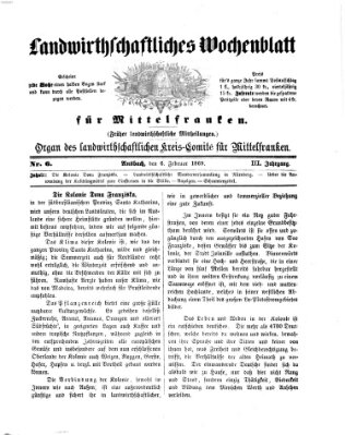 Landwirthschaftliches Wochenblatt für Mittelfranken Samstag 6. Februar 1869