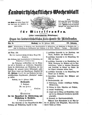 Landwirthschaftliches Wochenblatt für Mittelfranken Samstag 13. Februar 1869