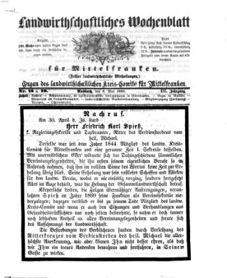 Landwirthschaftliches Wochenblatt für Mittelfranken Samstag 8. Mai 1869