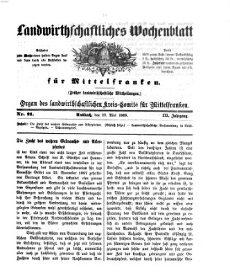 Landwirthschaftliches Wochenblatt für Mittelfranken Sonntag 23. Mai 1869