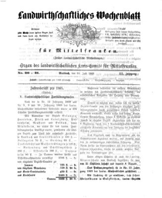 Landwirthschaftliches Wochenblatt für Mittelfranken Samstag 10. Juli 1869