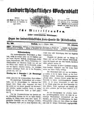 Landwirthschaftliches Wochenblatt für Mittelfranken Samstag 2. Oktober 1869