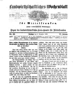 Landwirthschaftliches Wochenblatt für Mittelfranken Samstag 6. November 1869