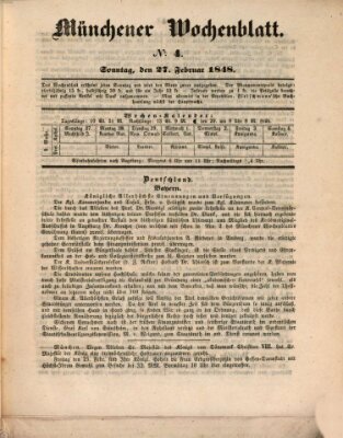 Münchener Wochen-Zeitung Sonntag 27. Februar 1848