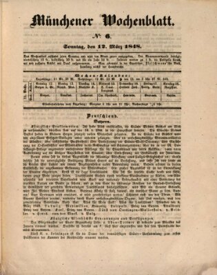 Münchener Wochen-Zeitung Sonntag 12. März 1848