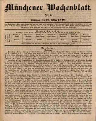 Münchener Wochen-Zeitung Sonntag 26. März 1848