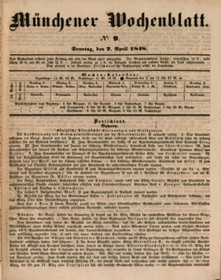 Münchener Wochen-Zeitung Sonntag 2. April 1848