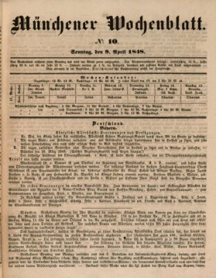 Münchener Wochen-Zeitung Sonntag 9. April 1848