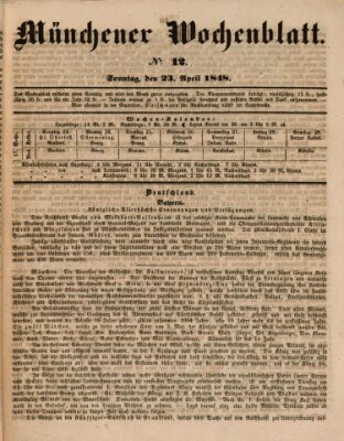 Münchener Wochen-Zeitung Sonntag 23. April 1848