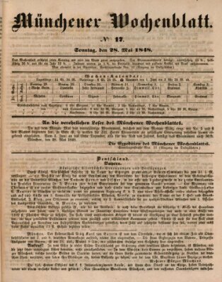 Münchener Wochen-Zeitung Sonntag 28. Mai 1848