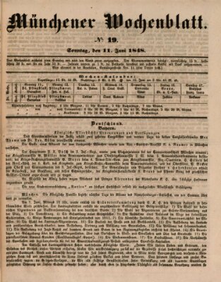 Münchener Wochen-Zeitung Sonntag 11. Juni 1848