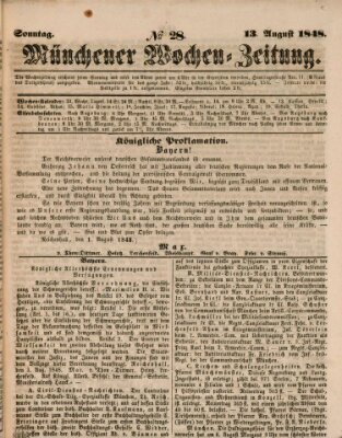 Münchener Wochen-Zeitung Sonntag 13. August 1848