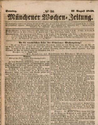 Münchener Wochen-Zeitung Sonntag 27. August 1848