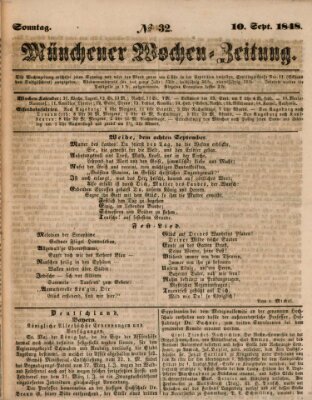 Münchener Wochen-Zeitung Sonntag 10. September 1848