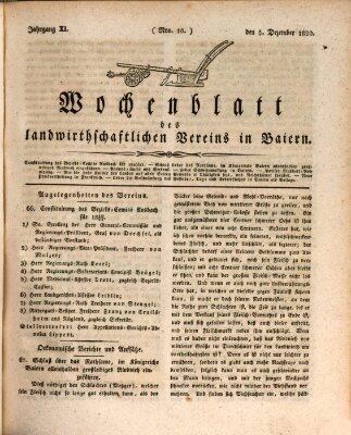 Wochenblatt des Landwirtschaftlichen Vereins in Bayern Dienstag 5. Dezember 1820