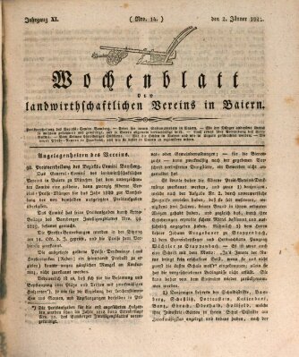 Wochenblatt des Landwirtschaftlichen Vereins in Bayern Dienstag 2. Januar 1821