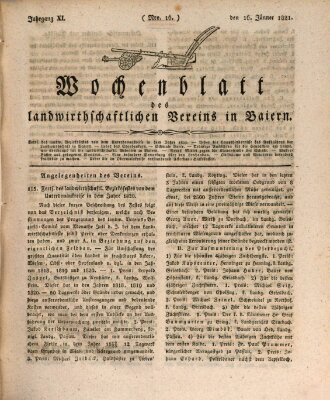 Wochenblatt des Landwirtschaftlichen Vereins in Bayern Dienstag 16. Januar 1821