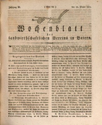 Wochenblatt des Landwirtschaftlichen Vereins in Bayern Dienstag 30. Januar 1821