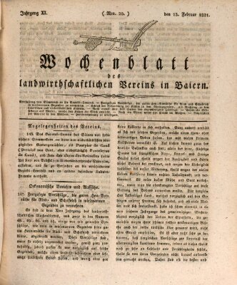 Wochenblatt des Landwirtschaftlichen Vereins in Bayern Dienstag 13. Februar 1821