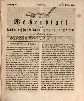 Wochenblatt des Landwirtschaftlichen Vereins in Bayern Dienstag 20. Februar 1821