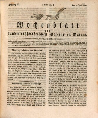 Wochenblatt des Landwirtschaftlichen Vereins in Bayern Dienstag 3. Juli 1821