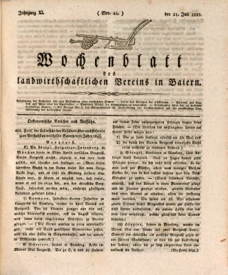 Wochenblatt des Landwirtschaftlichen Vereins in Bayern Dienstag 31. Juli 1821