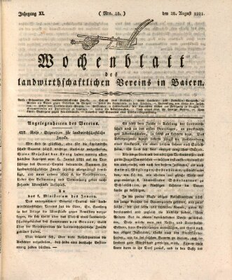 Wochenblatt des Landwirtschaftlichen Vereins in Bayern Dienstag 28. August 1821