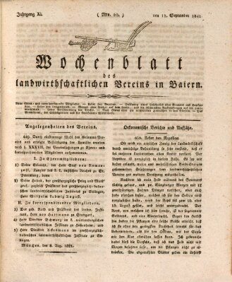 Wochenblatt des Landwirtschaftlichen Vereins in Bayern Dienstag 11. September 1821