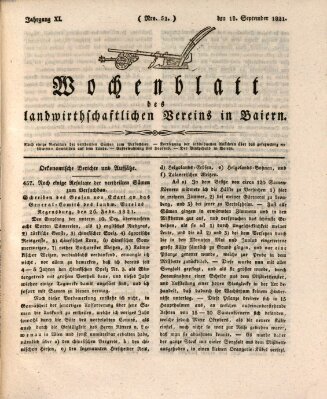 Wochenblatt des Landwirtschaftlichen Vereins in Bayern Dienstag 18. September 1821