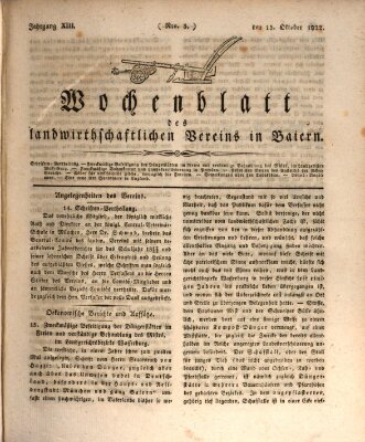 Wochenblatt des Landwirtschaftlichen Vereins in Bayern Dienstag 15. Oktober 1822