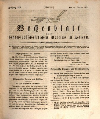 Wochenblatt des Landwirtschaftlichen Vereins in Bayern Dienstag 22. Oktober 1822