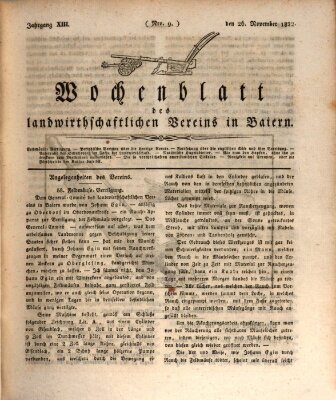 Wochenblatt des Landwirtschaftlichen Vereins in Bayern Dienstag 26. November 1822