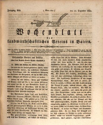 Wochenblatt des Landwirtschaftlichen Vereins in Bayern Dienstag 10. Dezember 1822