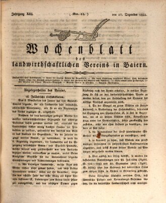 Wochenblatt des Landwirtschaftlichen Vereins in Bayern Dienstag 17. Dezember 1822