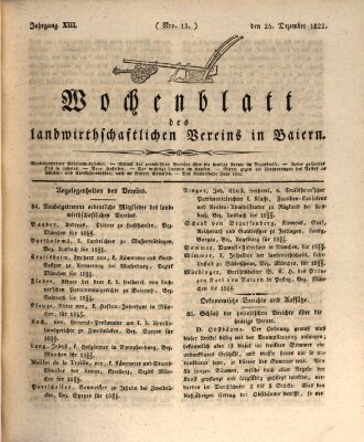 Wochenblatt des Landwirtschaftlichen Vereins in Bayern Dienstag 24. Dezember 1822