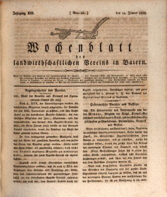 Wochenblatt des Landwirtschaftlichen Vereins in Bayern Dienstag 14. Januar 1823