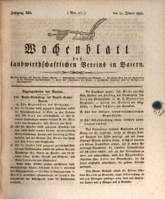 Wochenblatt des Landwirtschaftlichen Vereins in Bayern Dienstag 21. Januar 1823