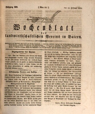 Wochenblatt des Landwirtschaftlichen Vereins in Bayern Dienstag 18. Februar 1823