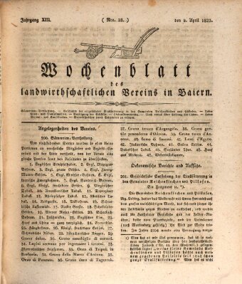 Wochenblatt des Landwirtschaftlichen Vereins in Bayern Dienstag 8. April 1823