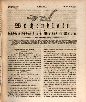 Wochenblatt des Landwirtschaftlichen Vereins in Bayern Dienstag 20. Mai 1823