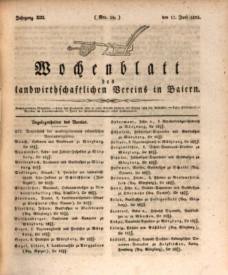 Wochenblatt des Landwirtschaftlichen Vereins in Bayern Dienstag 17. Juni 1823