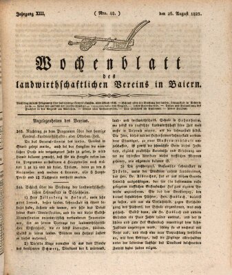 Wochenblatt des Landwirtschaftlichen Vereins in Bayern Dienstag 26. August 1823