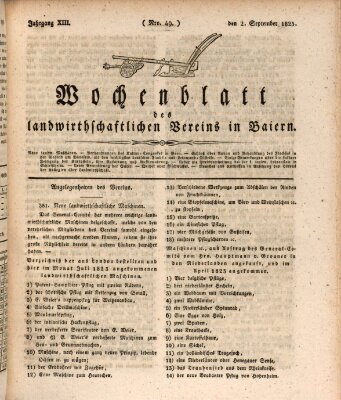 Wochenblatt des Landwirtschaftlichen Vereins in Bayern Dienstag 2. September 1823