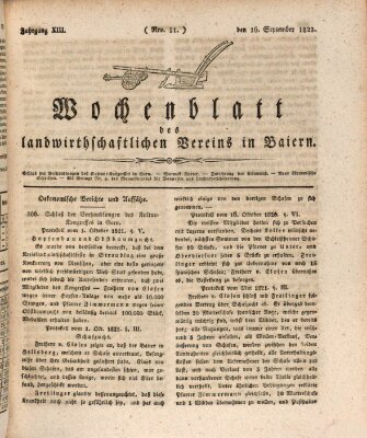 Wochenblatt des Landwirtschaftlichen Vereins in Bayern Dienstag 16. September 1823