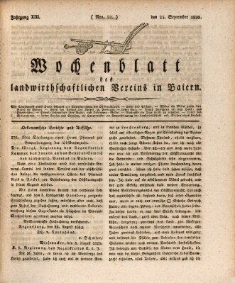 Wochenblatt des Landwirtschaftlichen Vereins in Bayern Dienstag 23. September 1823