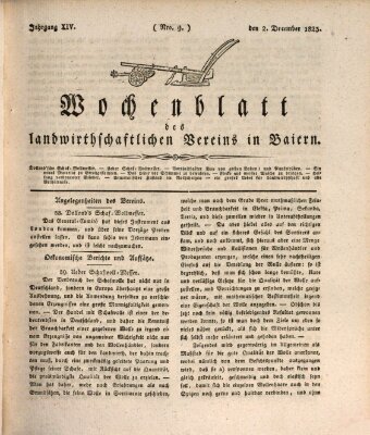 Wochenblatt des Landwirtschaftlichen Vereins in Bayern Dienstag 2. Dezember 1823