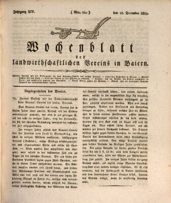 Wochenblatt des Landwirtschaftlichen Vereins in Bayern Dienstag 16. Dezember 1823